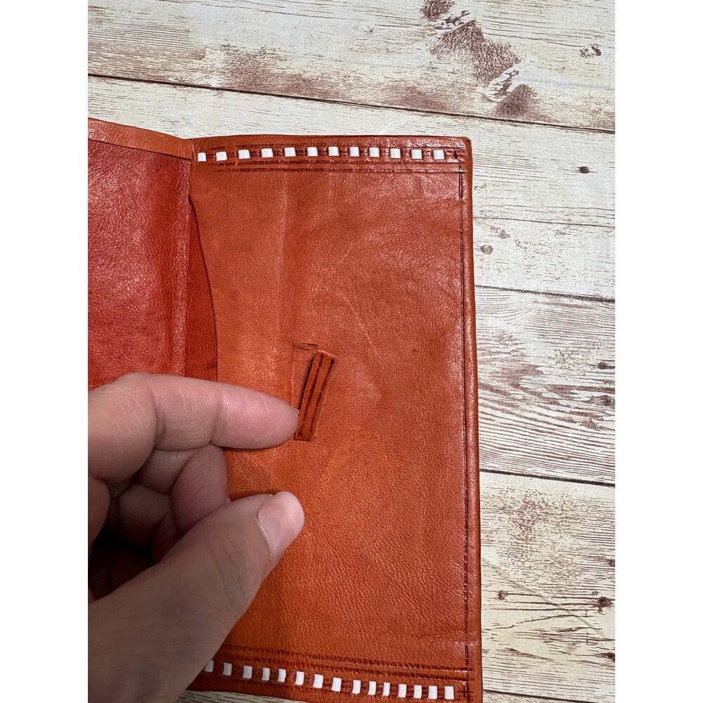 Vintage Hand Tooled Brown Leather Wallet Billfold - Picture 6 of 8